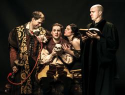 Jeffrey Cole as Dr. Faustus, Dixon Cashwell as Hamlet, Stacie Rearden Hall as the Eternal Feminine and Andrew Hamm as Martin Luther