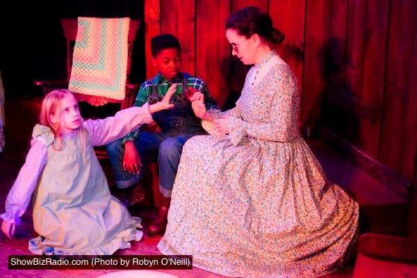 Ellie Martin as Helen Keller, Addison Bills as Percy and Audra Honaker as Annie Sullivan